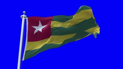 Togo Flag Waving in Loopable and Textured green screen background Stock Footage 296875903