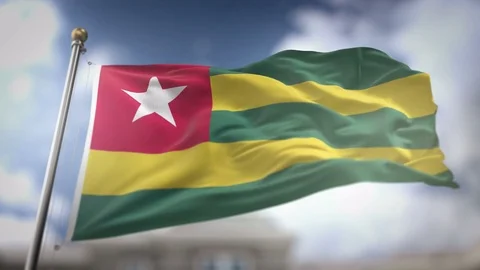 Togo Flag Waving Slow Motion 3D Rendering Blue Sky Background - Seamless Lo.. Stock Footage 75545795