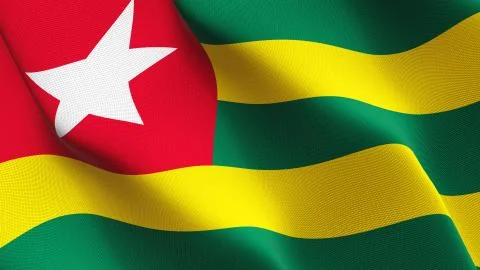 Togo flag waving on wind. Stock Illustration