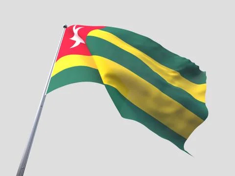 Togo flying flag isolate on white background 스톡 일러스트