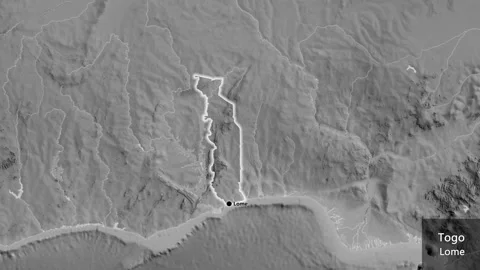 Togo on the globe. Glow. Grayscale. Labels Stock Footage 150803689