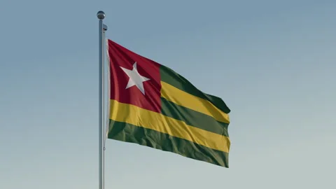 Togo Lomé Flag seamless loop Cinematic Realistic Waving Blue Sky 스톡 동영상 313350443