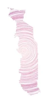 Togo map filled with concentric circles. Sketch style circles in shape of t.. イラスト素材