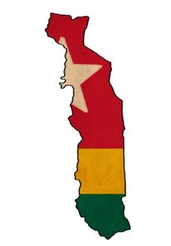 Togo map on  flag drawing ,grunge and retro flag series Stock Illustration