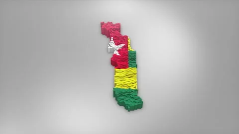 Togo Map with Flag Intro Background Stock-Footage 315164849