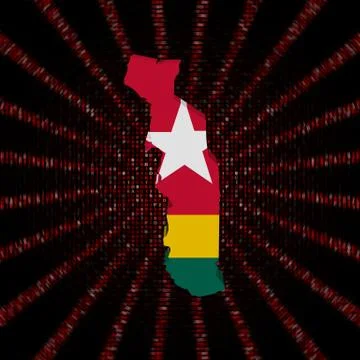 Togo map flag on red hex code burst illustration 库存插图