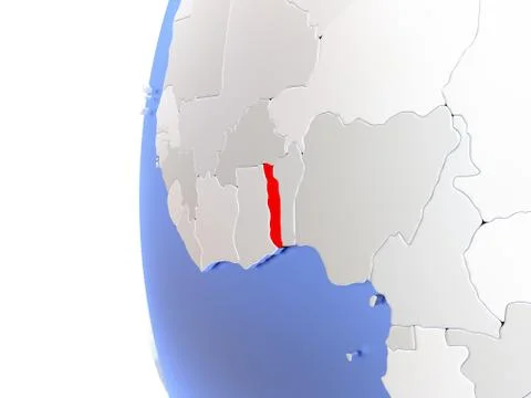 Togo on metallic globe Stock Illustration