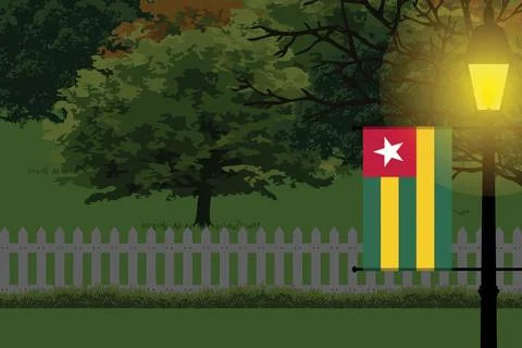 Togo Night Trees Lamp Vector Illustration Stock Illustration