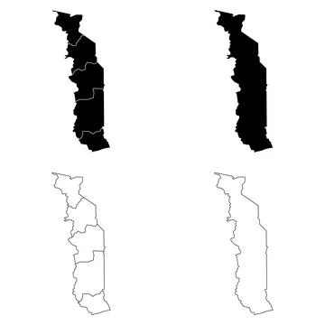 Togo Outline and Solid Fill Map Set. Stock Illustration