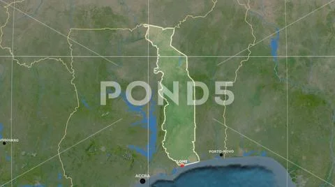 Togo outlined and capital labelled. Satellite Stock Photos