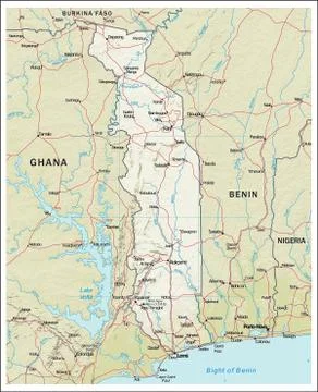 Togo physiography map Stock Illustration
