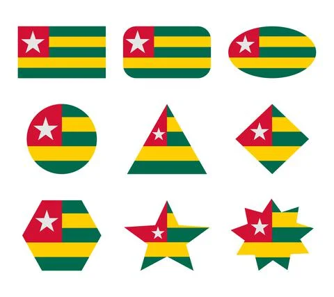 Togo set of flags with geometric shapes Stock Illustration