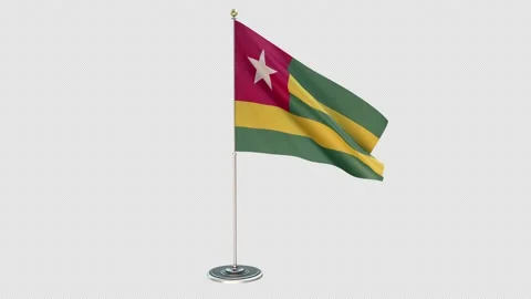 Togo Small Flag Pole Loops With Alpha Stock-Footage 162660678