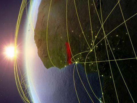 Togo from space with network Stock Illustration