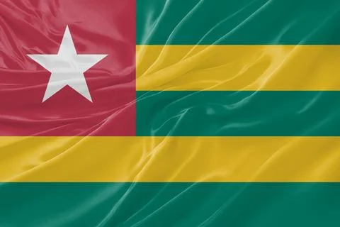 Togo Waving Flag Background with Silk Fabric Texture Stock Illustration