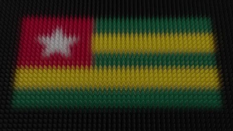 Togolese Flag Light Shining on Scrolling Bullets Stock Footage 278199006