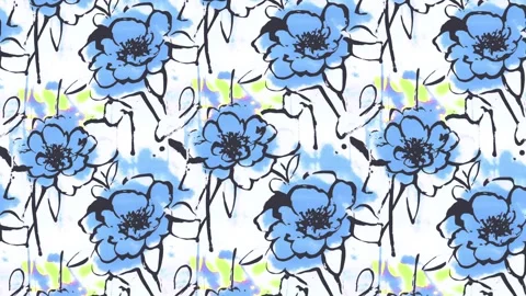 Toile-Inspired Floral Loop – Vertical Animation Stock Footage 306144095