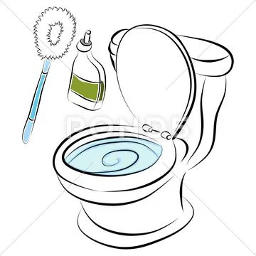 Toilet bowl cleaning tools Stock Illustration