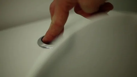 Toilet Button Being Pressed Stock Footage 73811198