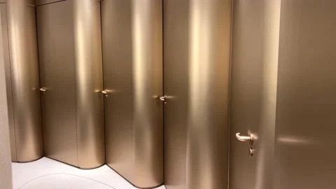 Golden toilet covered in Louis Vuitton m, Stock Video