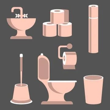 Toilet Elements Set Stock Illustration