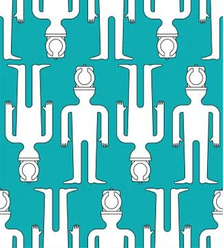 Toilet instead of head pattern seamless. WC face guy background. vector illus Stock Illustration