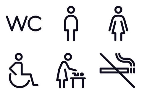 Toilet line icon set. Vector graphics Stock Illustration