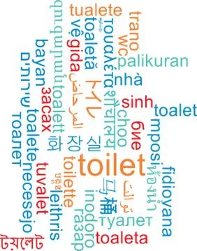 Toilet multilanguage wordcloud background concept Stock Illustration