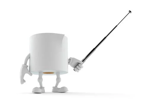 Toilet paper character with pointer stick Illustrazione stock