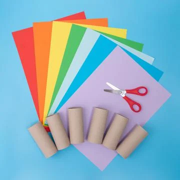 Toilet paper roll craft concept for kid and kindergarten, DIY, tutorial, step by Stock Photos