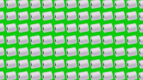 Toilet paper rolls pattern on green background Stock Footage 309446902