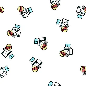 Toilet repair vector seamless pattern Stock Illustration