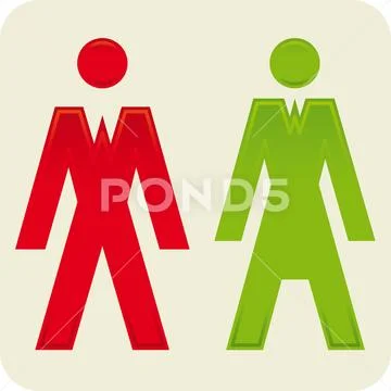 Toilet symbols of male and female gender. Stock Illustration
