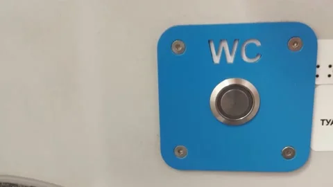 Toilet Train Door Opening Push Button, close-up Stock Footage 158093565
