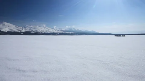 Tokachi Mountain Range, Rays of Sunlight, and Snowfields Stock Footage 324964827