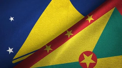 Tokelau and Grenada two flags textile cloth, fabric texture Stock Illustration