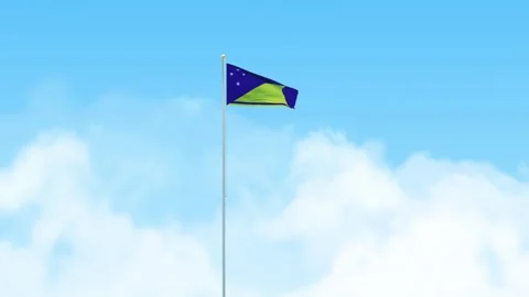 Tokelau Flag 3D Render Animation Waving on Pole with Blue Sky Video stock 332963317