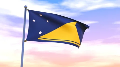 Tokelau Flag waving in the high wind Stock Footage 155459293