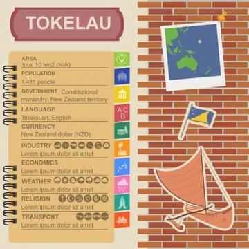 Tokelau infographics, statistical data, sights Stockillustratie
