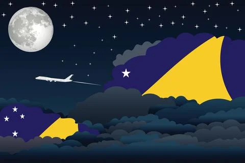 Tokelau Night Clouds Airplane Vector Illustration Stock-Illustration
