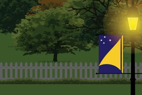 Tokelau Night Trees Lamp Vector Illustration Stock Illustration