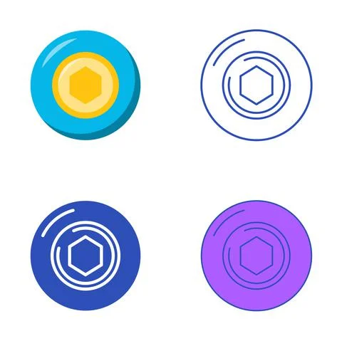 Token in bubble icon set in flat and line style 스톡 일러스트