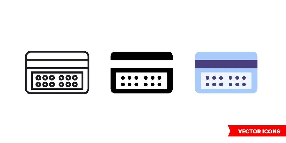 Token card code icon of 3 types. Isolated vector sign symbol. 스톡 일러스트