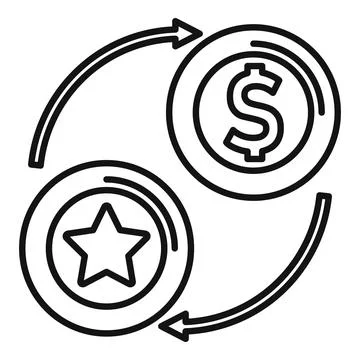 Token exchange icon outline vector. Bitcoin crypto Ilustração Stock