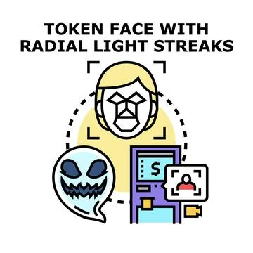 Token face scanning identity security technology concept Stock Illustration