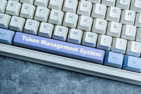 Token management system on the button keyboard. Stock Photos