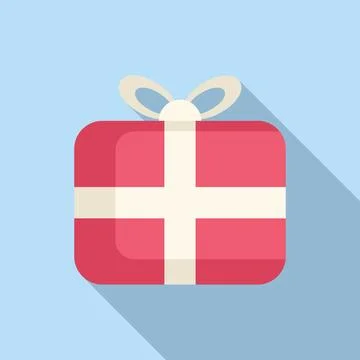 Token parcel icon flat vector. Present gift box Stock Illustration