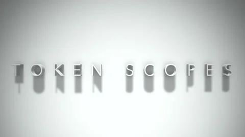 Token scopes 3D title animation white text on a white background Video stock 299758524