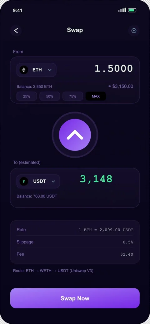 Token Swap Interface Animation, Cryptocurrency Exchange UI Stock Footage 332730694