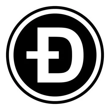 Token symbol of the dogecoin cryptocurrency, vector round token coin dogecoin Stock Illustration